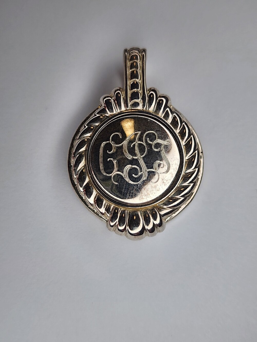 Judith Ripka Sterling Silver 925 Etched Monogram Letters Pendant